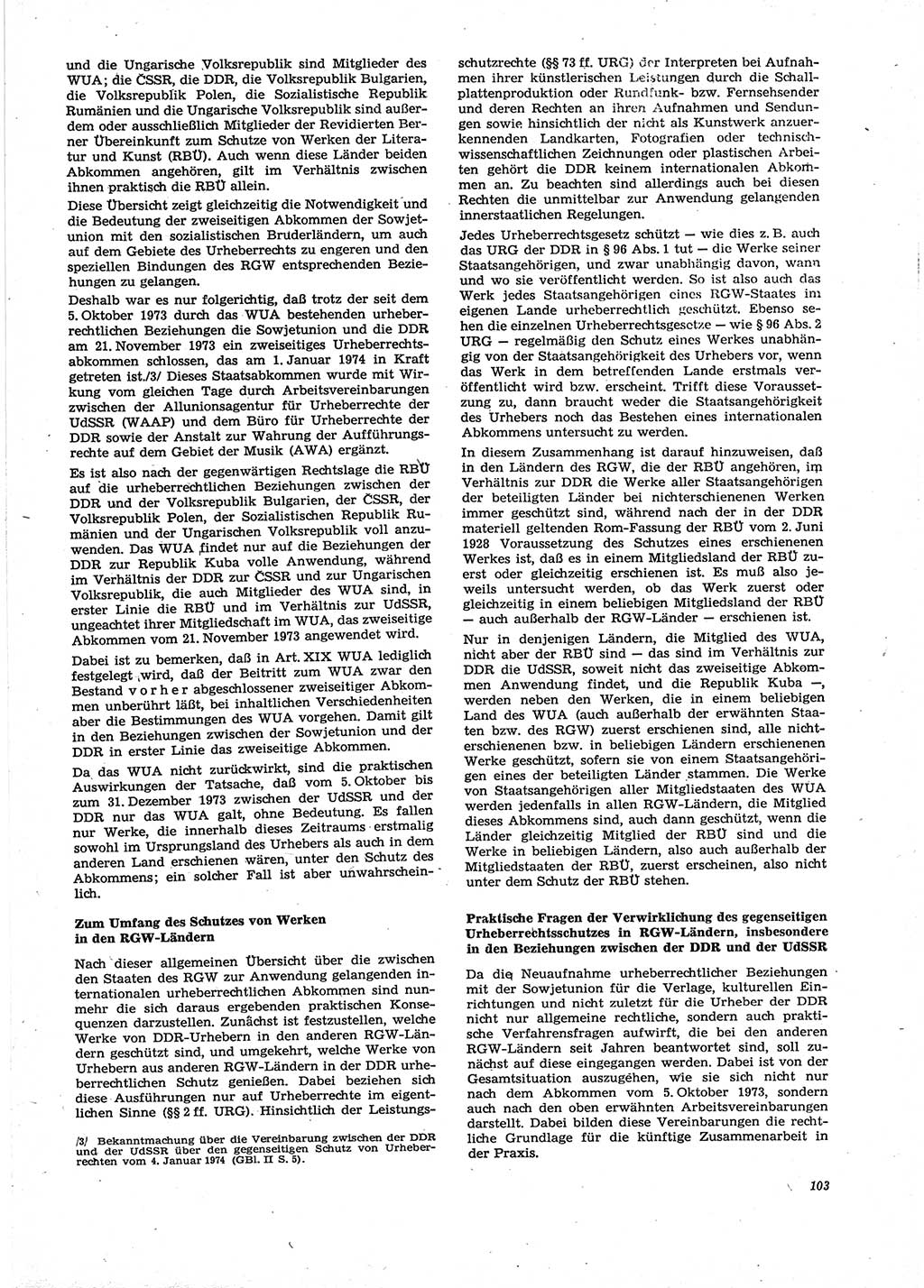 Neue Justiz (NJ), Zeitschrift für Recht und Rechtswissenschaft [Deutsche Demokratische Republik (DDR)], 29. Jahrgang 1975, Seite 103 (NJ DDR 1975, S. 103)