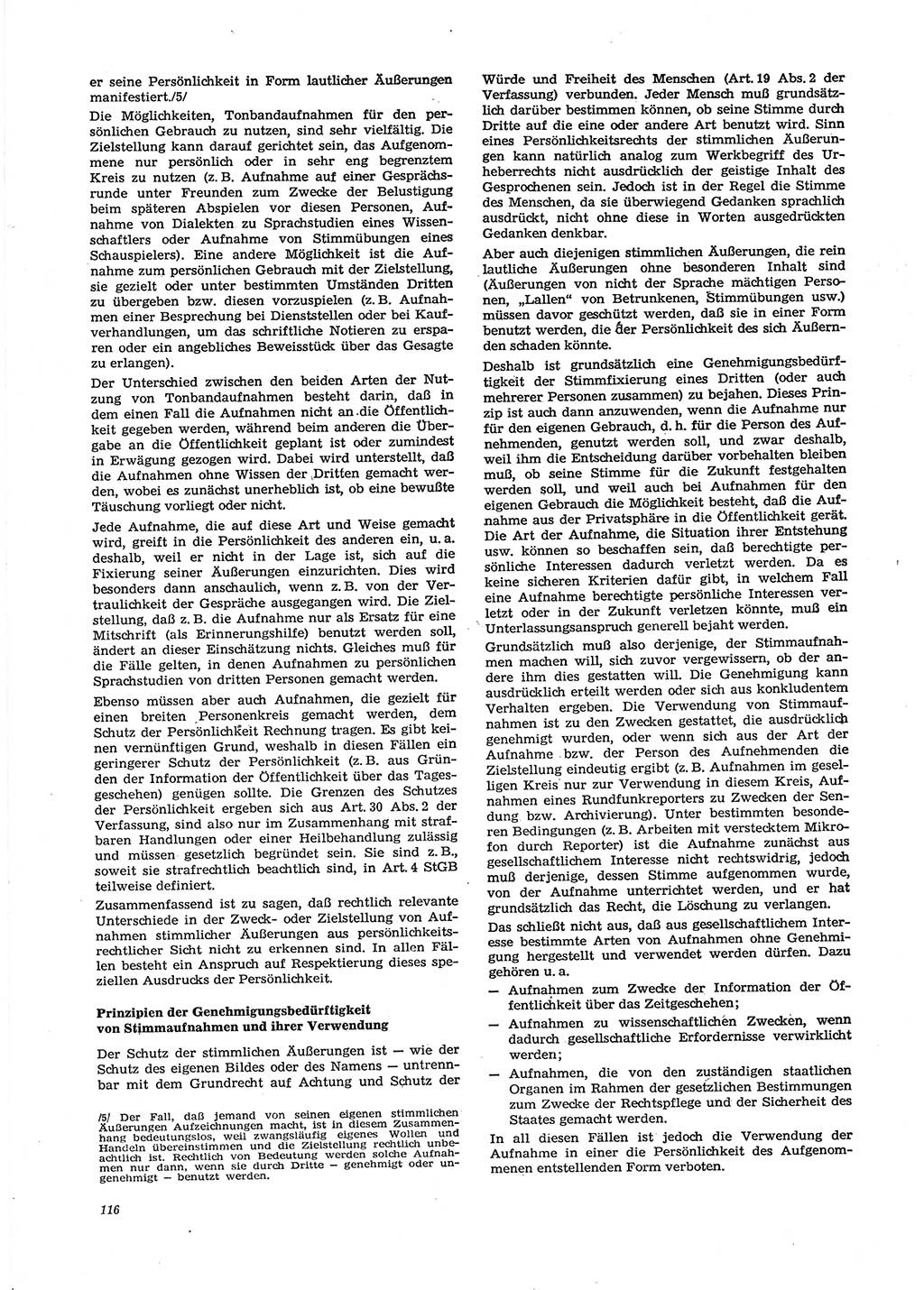 Neue Justiz (NJ), Zeitschrift für Recht und Rechtswissenschaft [Deutsche Demokratische Republik (DDR)], 29. Jahrgang 1975, Seite 116 (NJ DDR 1975, S. 116)