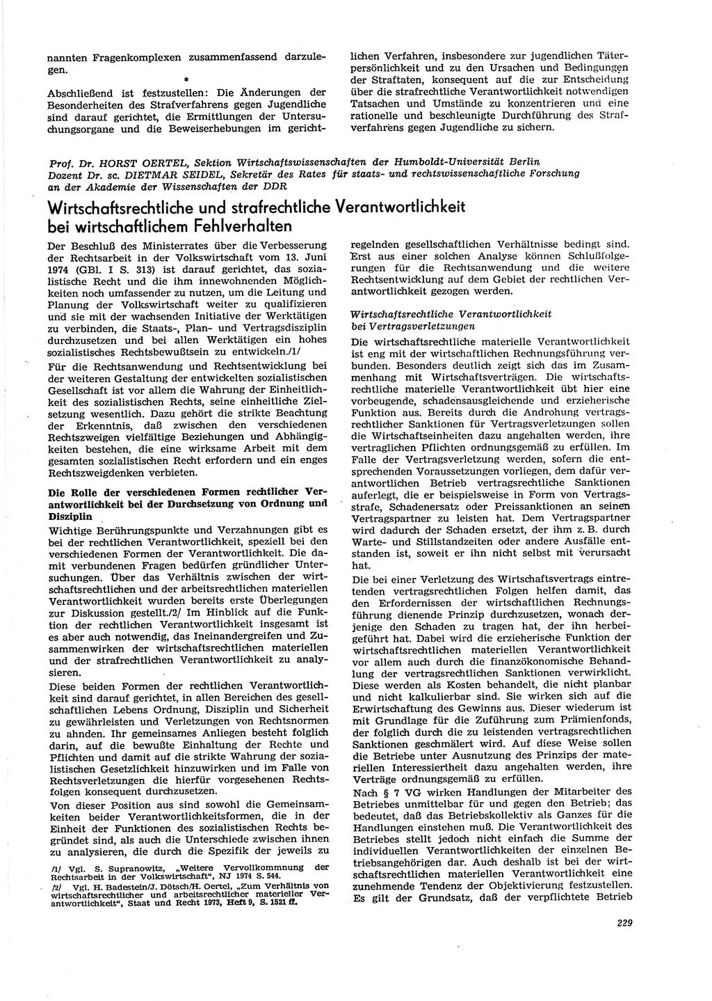 Neue Justiz (NJ), Zeitschrift für Recht und Rechtswissenschaft [Deutsche Demokratische Republik (DDR)], 29. Jahrgang 1975, Seite 229 (NJ DDR 1975, S. 229)