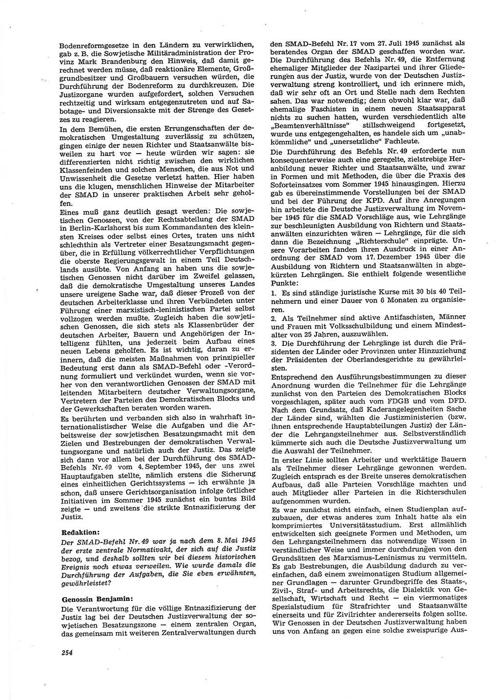 Neue Justiz (NJ), Zeitschrift für Recht und Rechtswissenschaft [Deutsche Demokratische Republik (DDR)], 29. Jahrgang 1975, Seite 254 (NJ DDR 1975, S. 254)