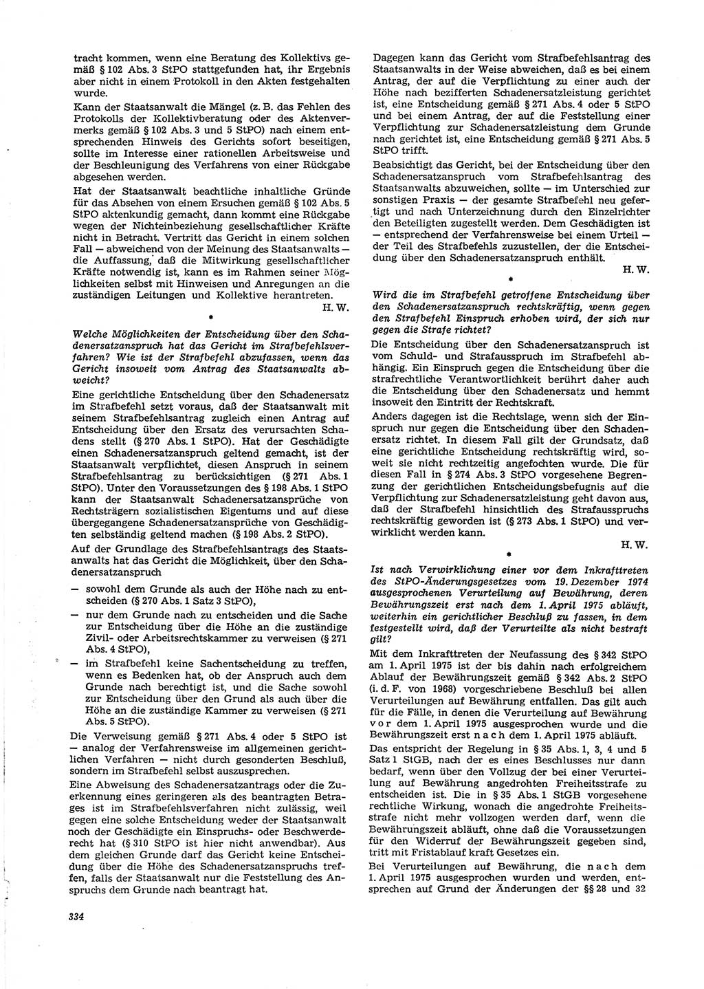 Neue Justiz (NJ), Zeitschrift für Recht und Rechtswissenschaft [Deutsche Demokratische Republik (DDR)], 29. Jahrgang 1975, Seite 334 (NJ DDR 1975, S. 334)