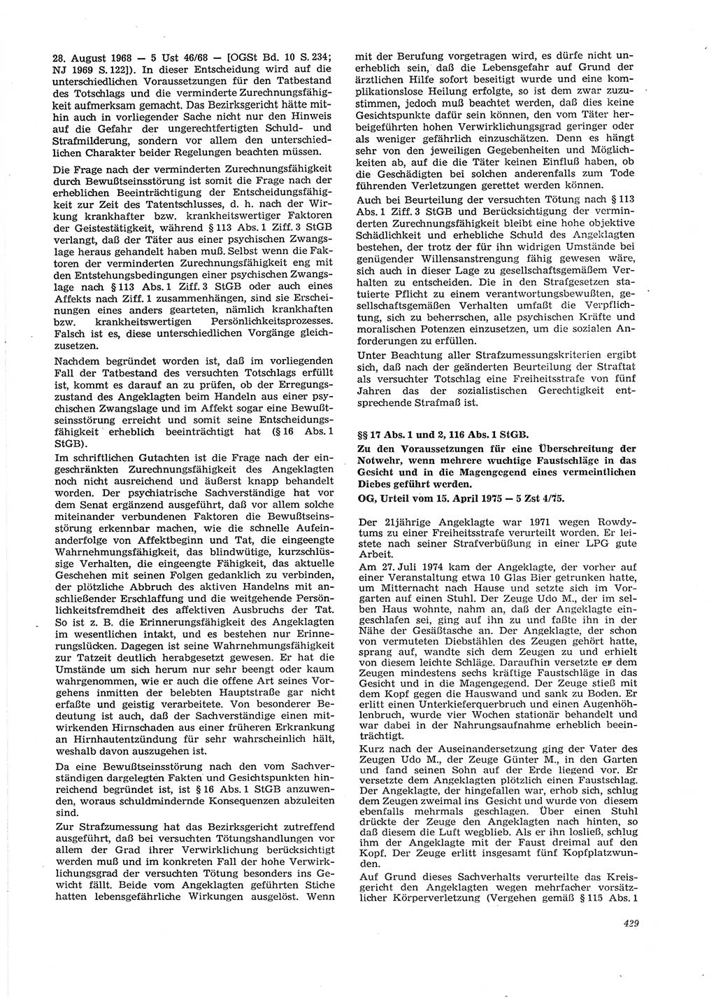 Neue Justiz (NJ), Zeitschrift für Recht und Rechtswissenschaft [Deutsche Demokratische Republik (DDR)], 29. Jahrgang 1975, Seite 429 (NJ DDR 1975, S. 429)