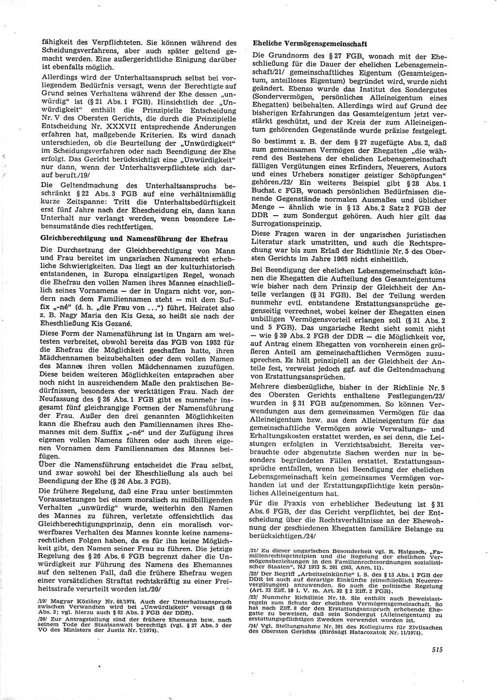 Neue Justiz (NJ), Zeitschrift für Recht und Rechtswissenschaft [Deutsche Demokratische Republik (DDR)], 29. Jahrgang 1975, Seite 515 (NJ DDR 1975, S. 515)