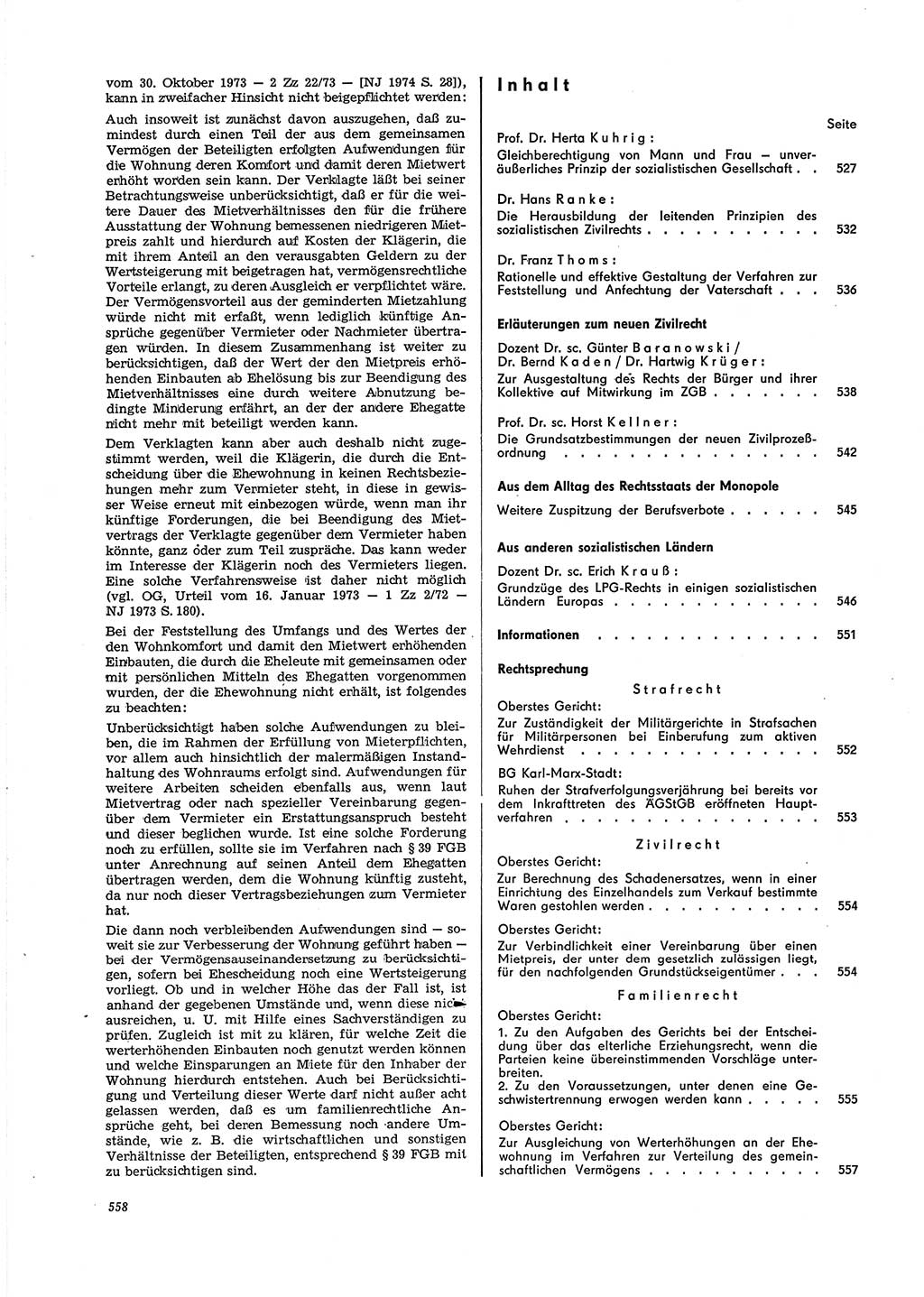 Neue Justiz (NJ), Zeitschrift für Recht und Rechtswissenschaft [Deutsche Demokratische Republik (DDR)], 29. Jahrgang 1975, Seite 558 (NJ DDR 1975, S. 558)