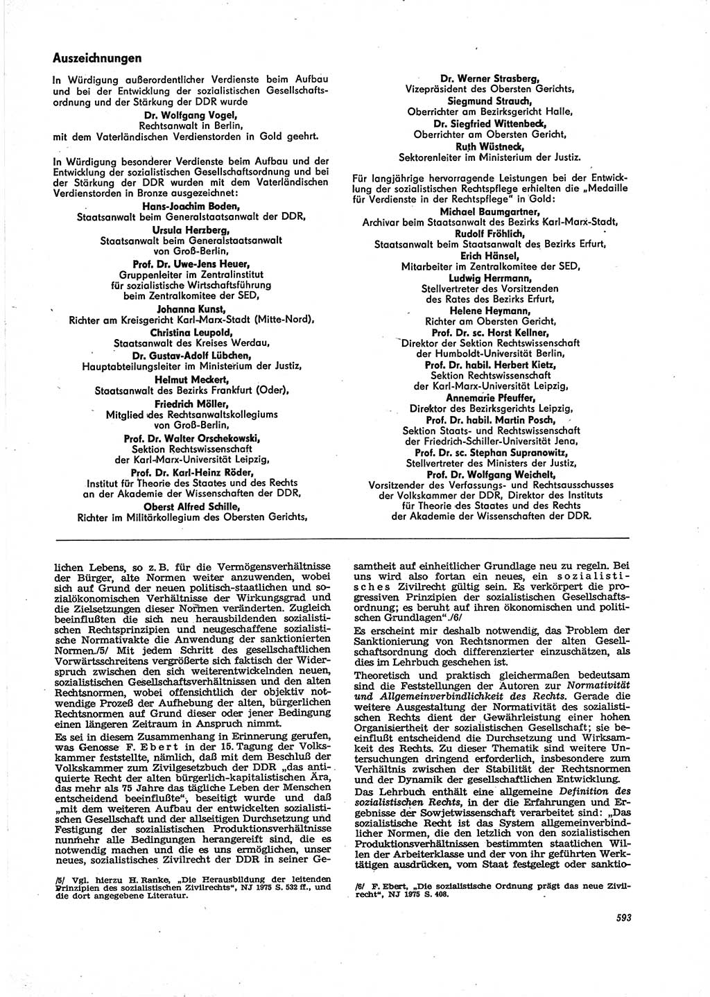Neue Justiz (NJ), Zeitschrift für Recht und Rechtswissenschaft [Deutsche Demokratische Republik (DDR)], 29. Jahrgang 1975, Seite 593 (NJ DDR 1975, S. 593)
