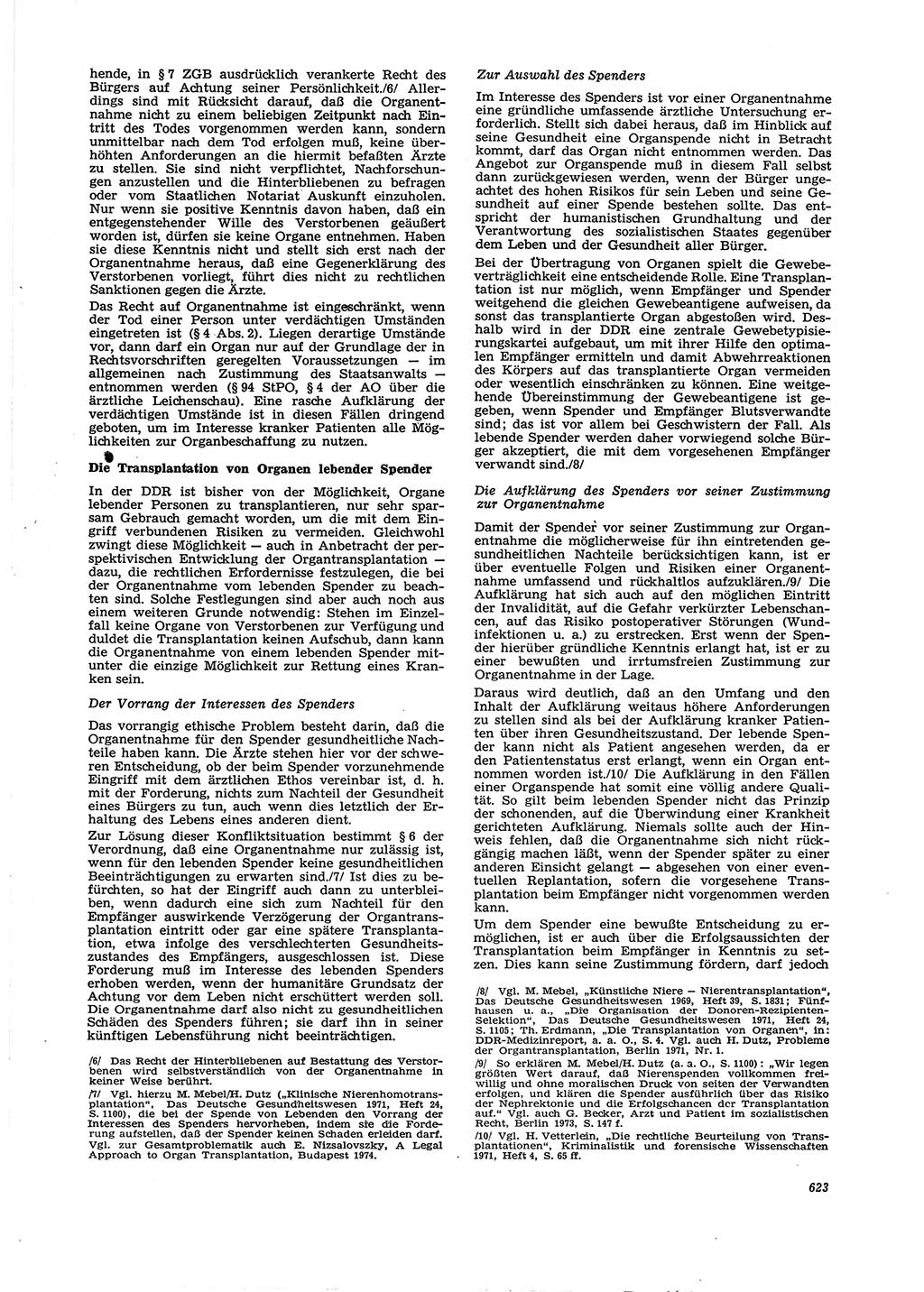 Neue Justiz (NJ), Zeitschrift für Recht und Rechtswissenschaft [Deutsche Demokratische Republik (DDR)], 29. Jahrgang 1975, Seite 623 (NJ DDR 1975, S. 623)