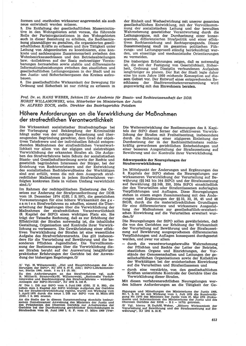 Neue Justiz (NJ), Zeitschrift für Recht und Rechtswissenschaft [Deutsche Demokratische Republik (DDR)], 29. Jahrgang 1975, Seite 653 (NJ DDR 1975, S. 653)