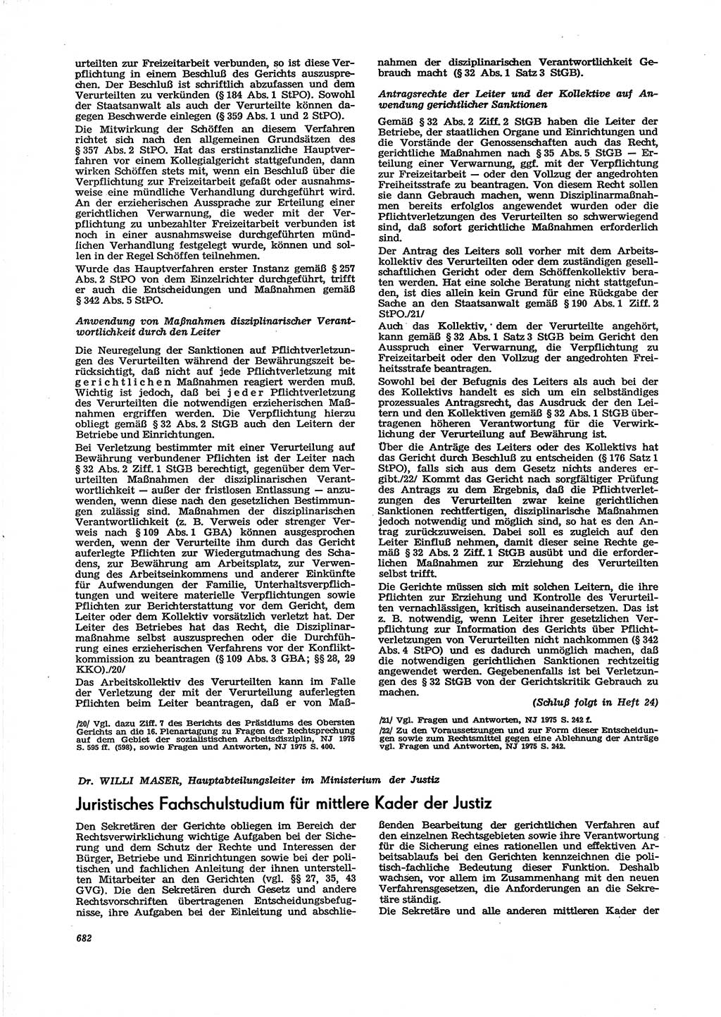 Neue Justiz (NJ), Zeitschrift für Recht und Rechtswissenschaft [Deutsche Demokratische Republik (DDR)], 29. Jahrgang 1975, Seite 682 (NJ DDR 1975, S. 682)
