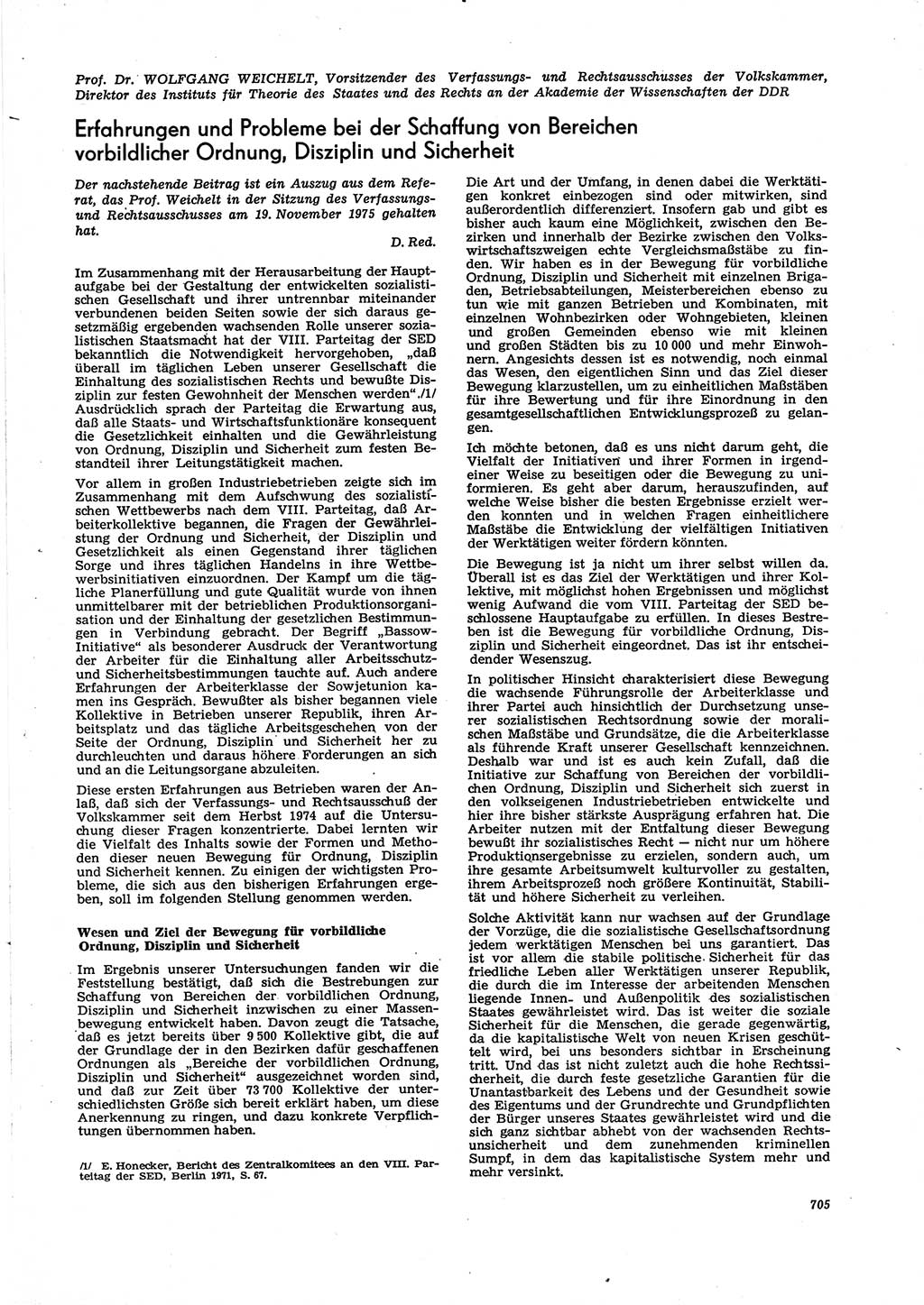 Neue Justiz (NJ), Zeitschrift für Recht und Rechtswissenschaft [Deutsche Demokratische Republik (DDR)], 29. Jahrgang 1975, Seite 705 (NJ DDR 1975, S. 705)