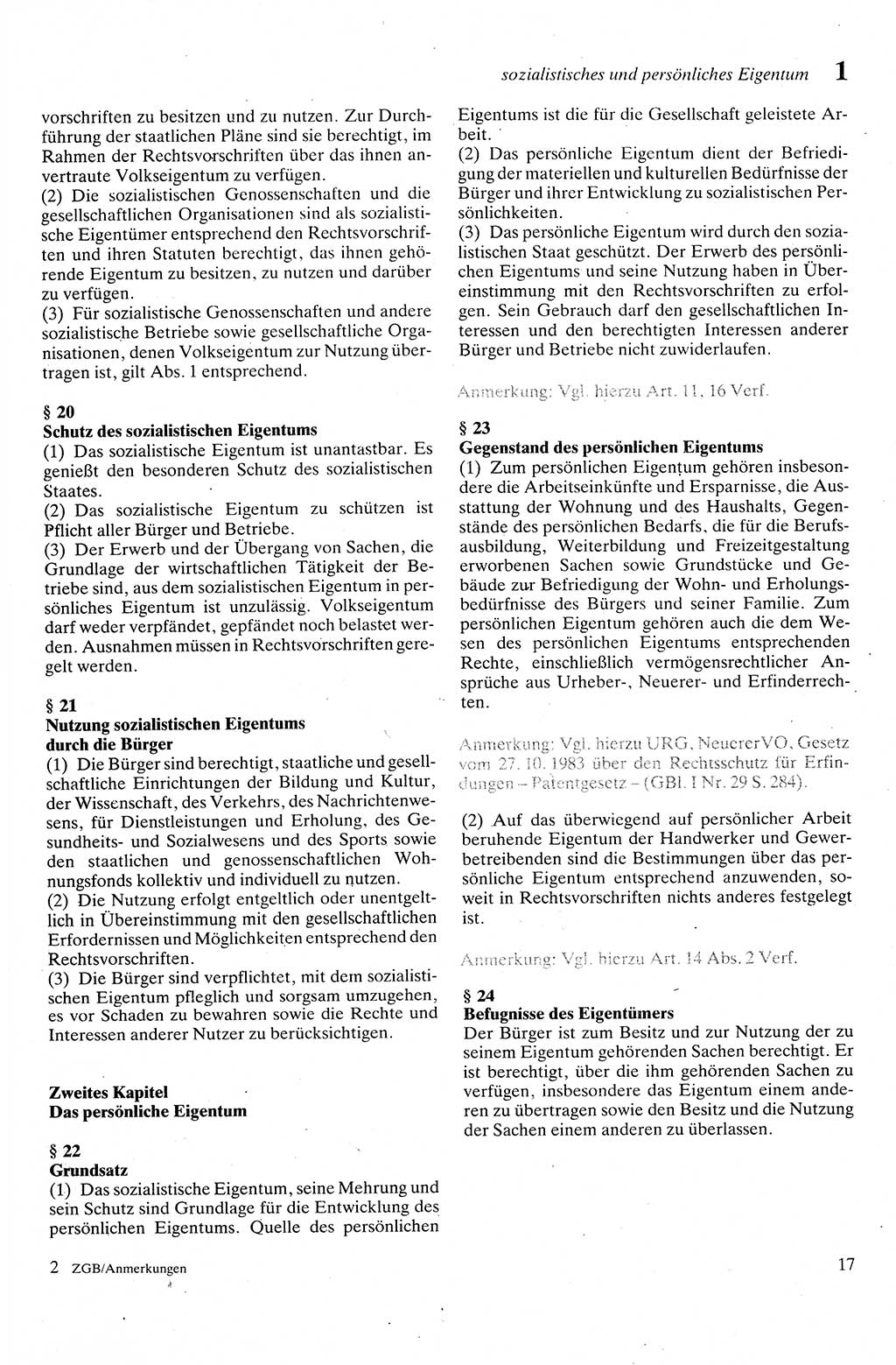 Zivilgesetzbuch (ZVG) sowie angrenzende Gesetze und Bestimmungen [Deutsche Demokratische Republik (DDR)] 1975, Seite 17 (ZGB Ges. Best. DDR 1975, S. 17)