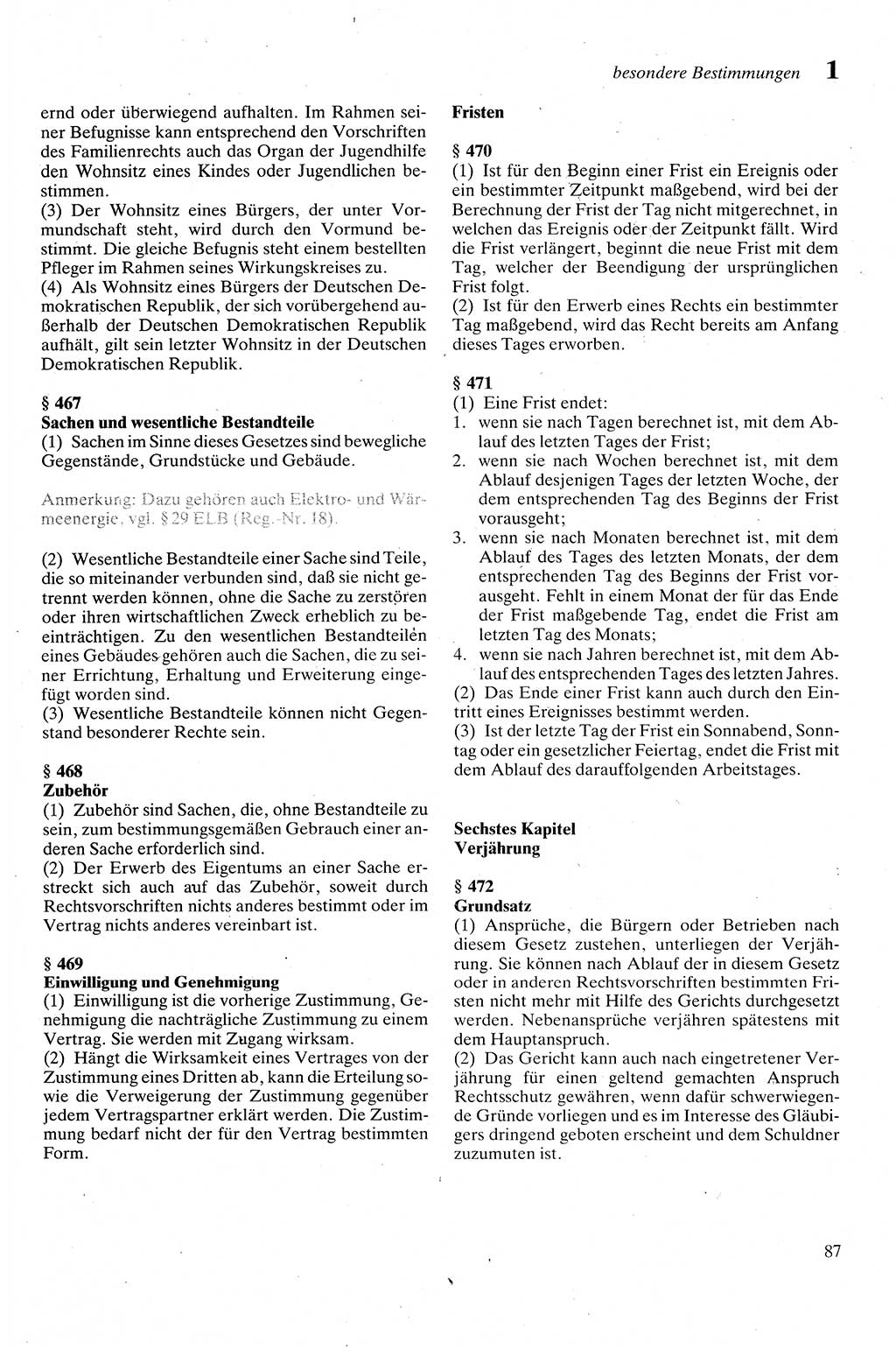 Zivilgesetzbuch (ZVG) sowie angrenzende Gesetze und Bestimmungen [Deutsche Demokratische Republik (DDR)] 1975, Seite 87 (ZGB Ges. Best. DDR 1975, S. 87)