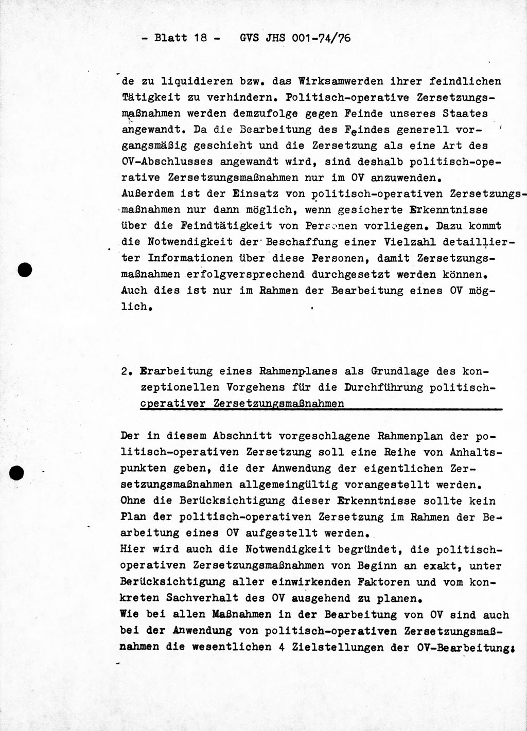 Diplomarbeit Hauptmann Joachim Tischendorf (HA ⅩⅩ), Ministerium für Staatssicherheit (MfS) der Deutschen Demokratischen Republik (DDR), Juristische Hochschule (JHS), Geheime Verschlußsache (GVS) 001-74/76, Potsdam 1976, Seite 18 (Dipl.-Arb. MfS DDR JHS GVS 001-74/76 1976, S. 18)