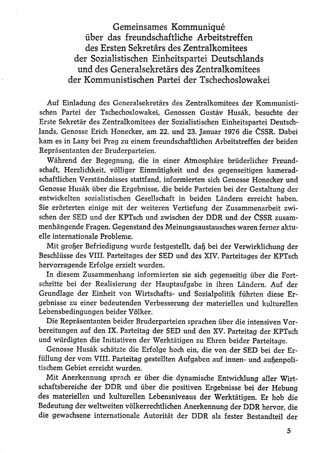 Dokumente der Sozialistischen Einheitspartei Deutschlands (SED) [Deutsche Demokratische Republik (DDR)] 1976-1977, Seite 5 (Dok. SED DDR 1976-1977, S. 5)