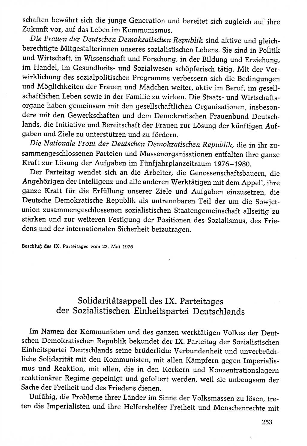 Dokumente der Sozialistischen Einheitspartei Deutschlands (SED) [Deutsche Demokratische Republik (DDR)] 1976-1977, Seite 253 (Dok. SED DDR 1976-1977, S. 253)