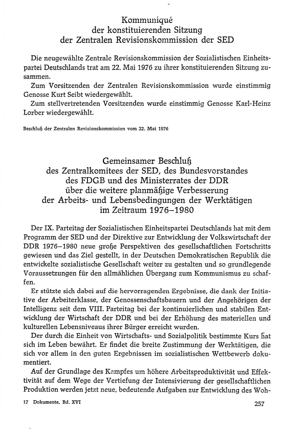 Dokumente der Sozialistischen Einheitspartei Deutschlands (SED) [Deutsche Demokratische Republik (DDR)] 1976-1977, Seite 257 (Dok. SED DDR 1976-1977, S. 257)
