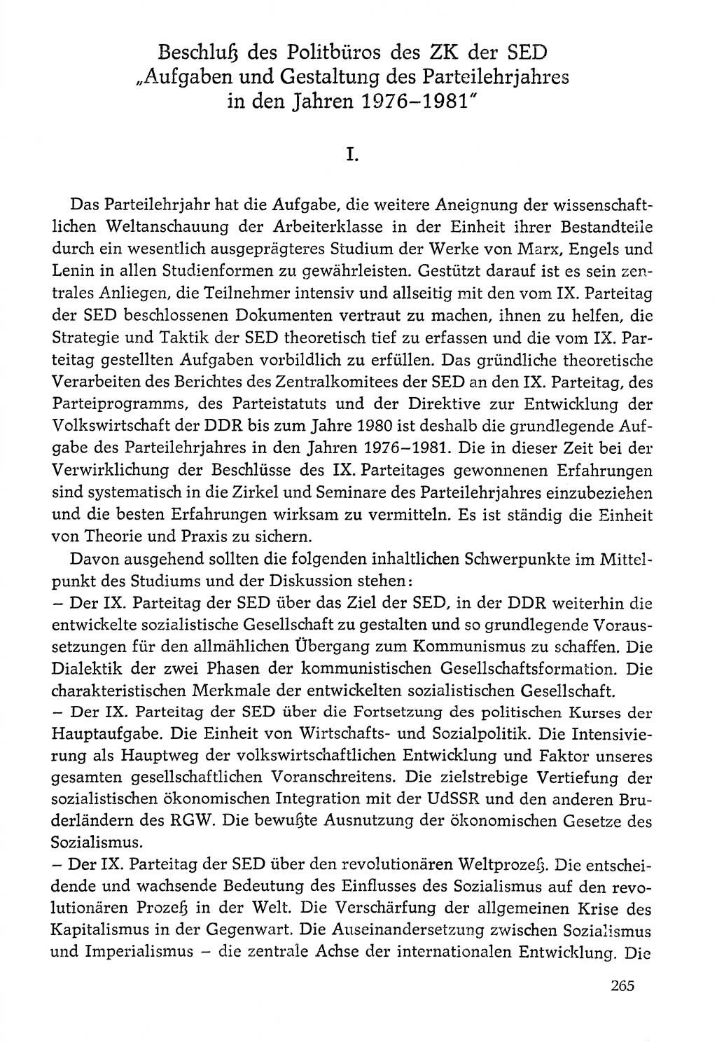 Dokumente der Sozialistischen Einheitspartei Deutschlands (SED) [Deutsche Demokratische Republik (DDR)] 1976-1977, Seite 265 (Dok. SED DDR 1976-1977, S. 265)