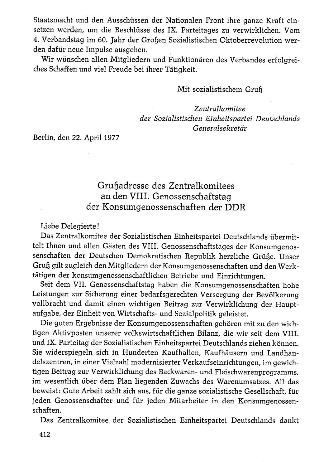 Dokumente der Sozialistischen Einheitspartei Deutschlands (SED) [Deutsche Demokratische Republik (DDR)] 1976-1977, Seite 412 (Dok. SED DDR 1976-1977, S. 412)