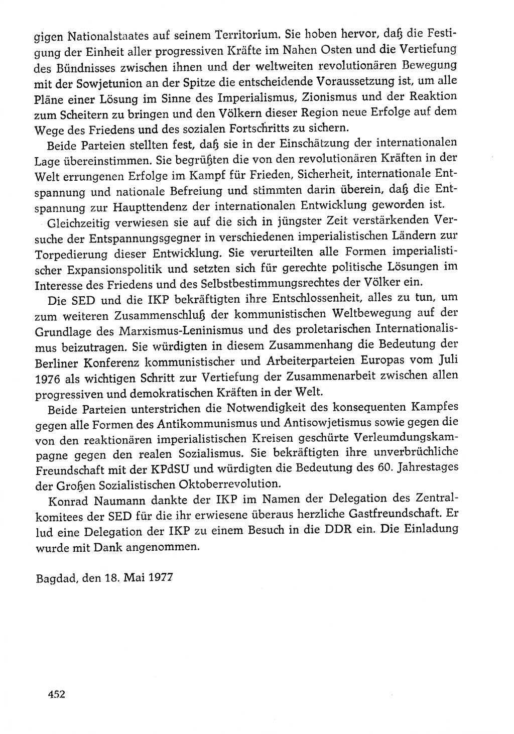 Dokumente der Sozialistischen Einheitspartei Deutschlands (SED) [Deutsche Demokratische Republik (DDR)] 1976-1977, Seite 452 (Dok. SED DDR 1976-1977, S. 452)