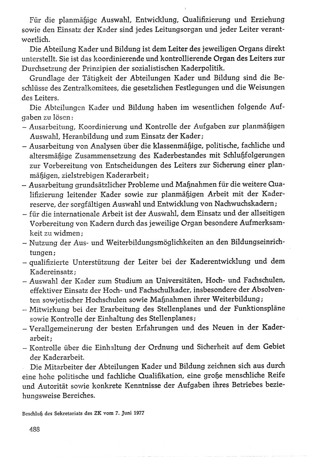 Dokumente der Sozialistischen Einheitspartei Deutschlands (SED) [Deutsche Demokratische Republik (DDR)] 1976-1977, Seite 488 (Dok. SED DDR 1976-1977, S. 488)