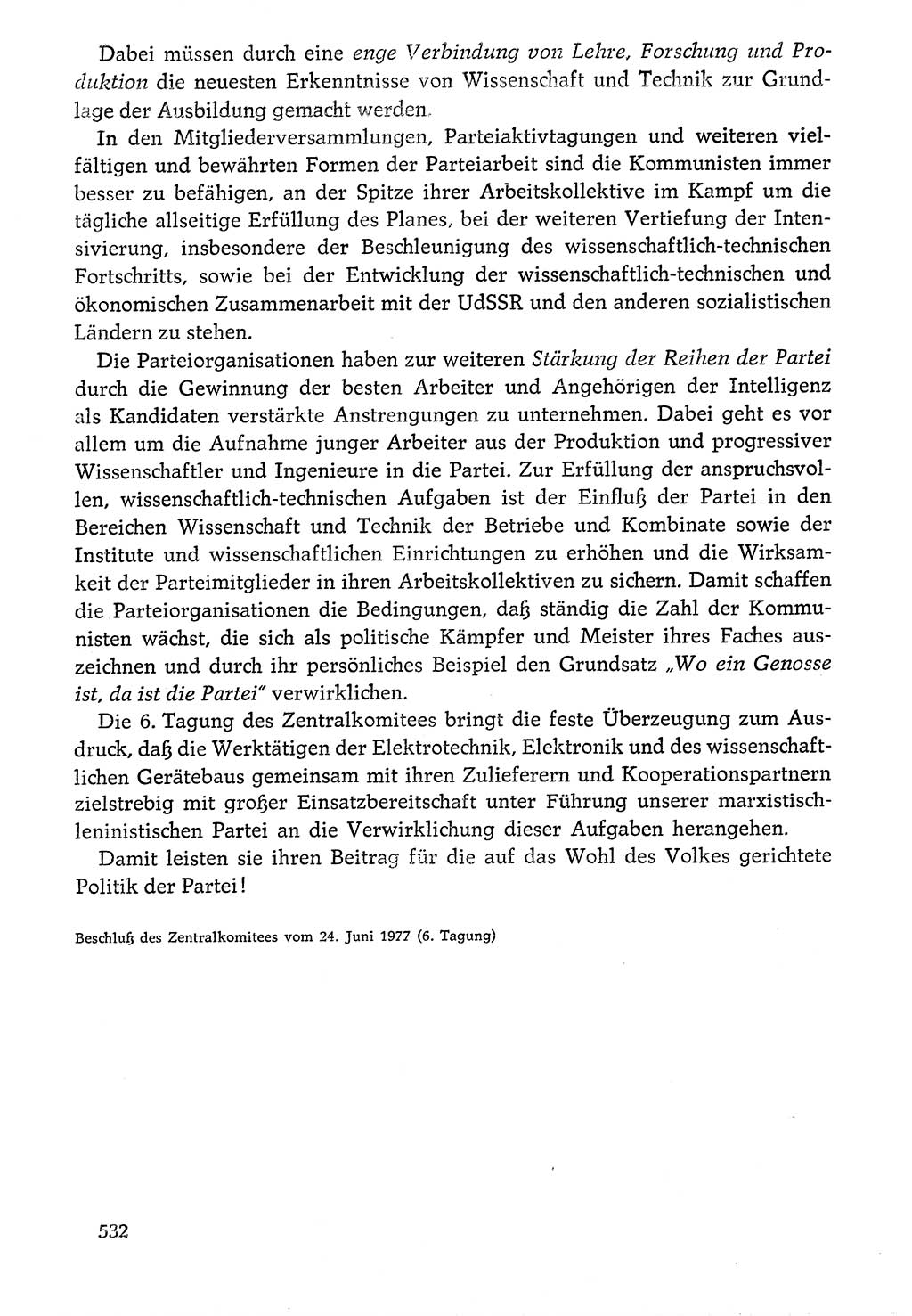 Dokumente der Sozialistischen Einheitspartei Deutschlands (SED) [Deutsche Demokratische Republik (DDR)] 1976-1977, Seite 532 (Dok. SED DDR 1976-1977, S. 532)