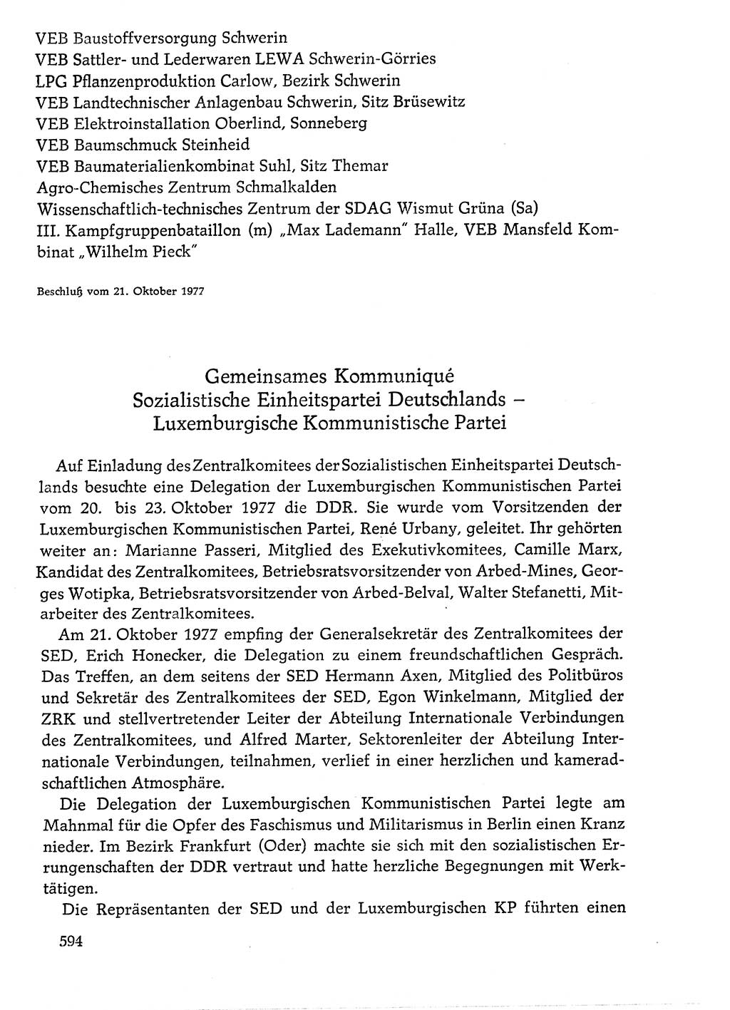 Dokumente der Sozialistischen Einheitspartei Deutschlands (SED) [Deutsche Demokratische Republik (DDR)] 1976-1977, Seite 594 (Dok. SED DDR 1976-1977, S. 594)