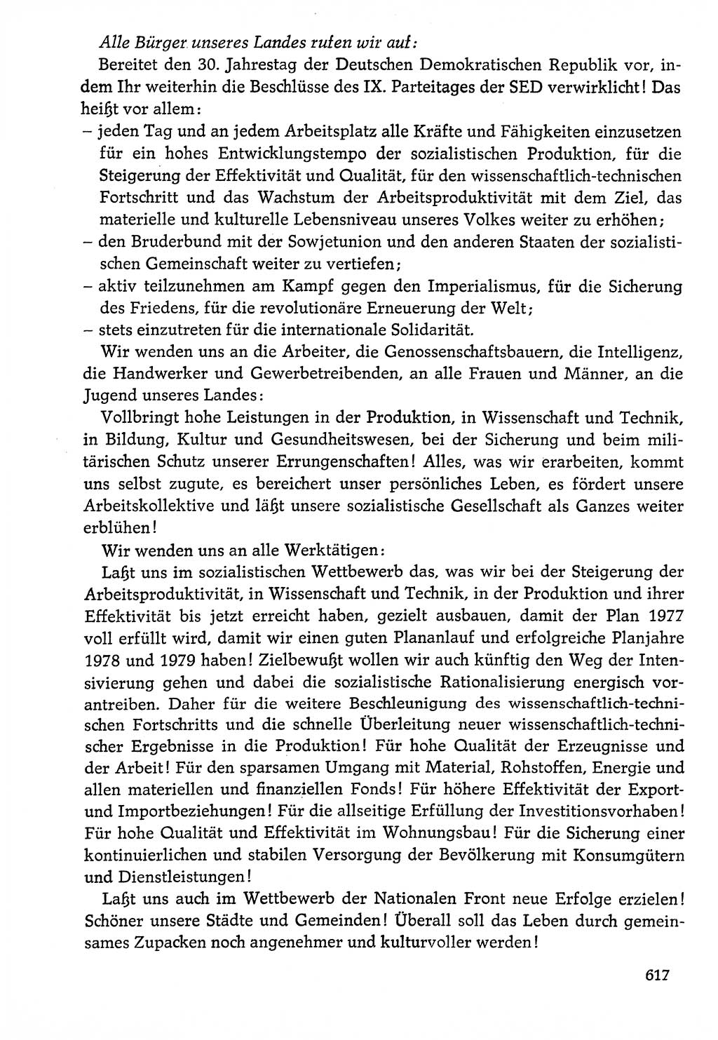 Dokumente der Sozialistischen Einheitspartei Deutschlands (SED) [Deutsche Demokratische Republik (DDR)] 1976-1977, Seite 617 (Dok. SED DDR 1976-1977, S. 617)