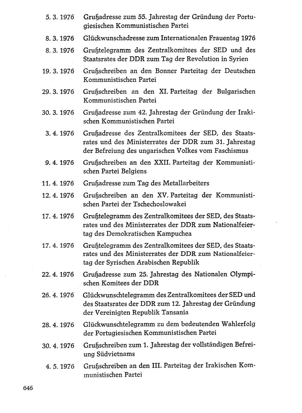 Dokumente der Sozialistischen Einheitspartei Deutschlands (SED) [Deutsche Demokratische Republik (DDR)] 1976-1977, Seite 646 (Dok. SED DDR 1976-1977, S. 646)