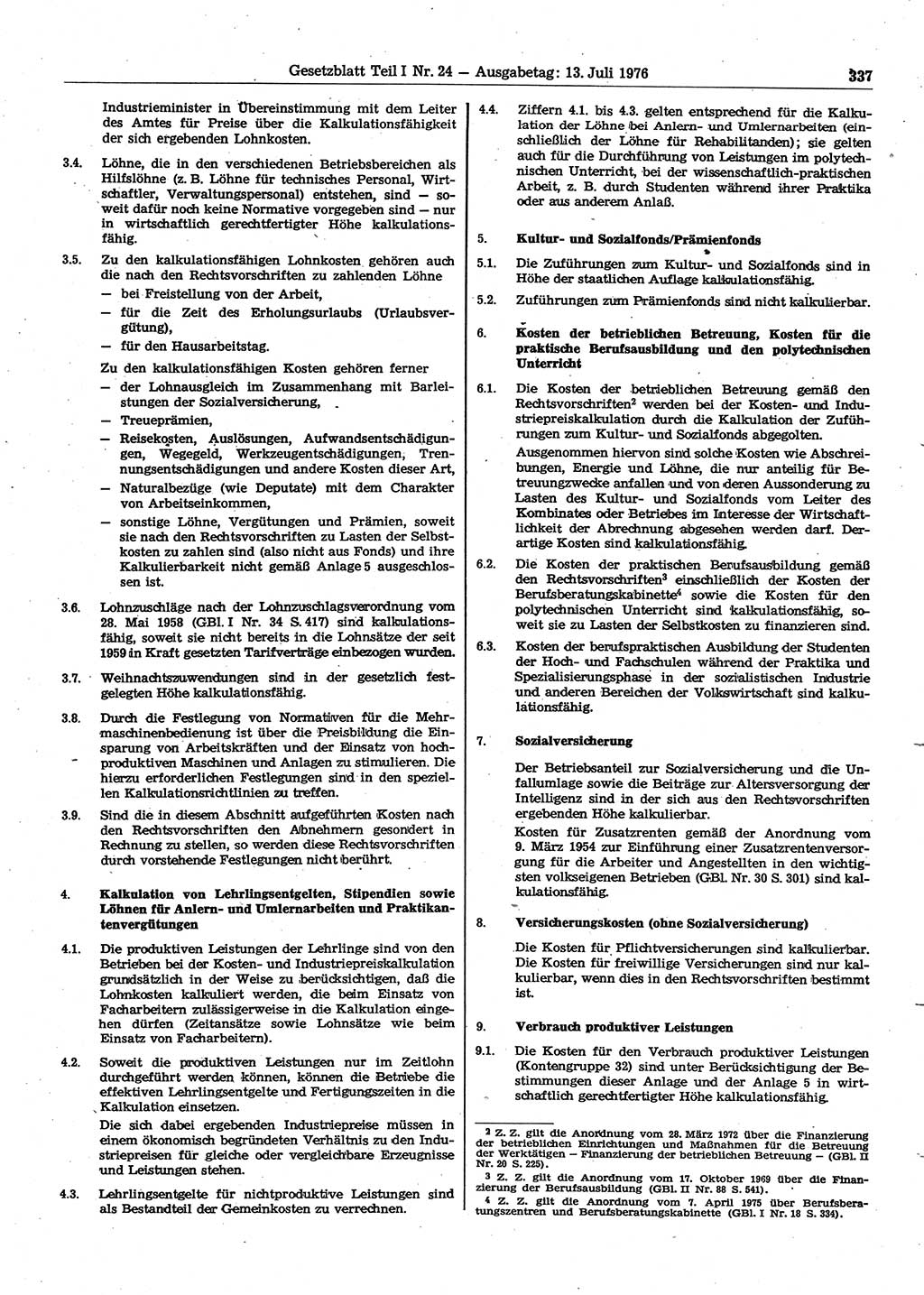 Gesetzblatt (GBl.) der Deutschen Demokratischen Republik (DDR) Teil Ⅰ 1976, Seite 337 (GBl. DDR Ⅰ 1976, S. 337)