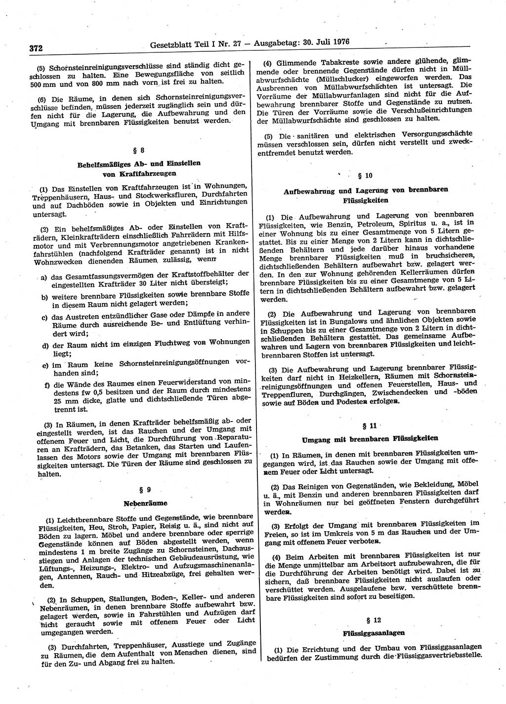 Gesetzblatt (GBl.) der Deutschen Demokratischen Republik (DDR) Teil Ⅰ 1976, Seite 372 (GBl. DDR Ⅰ 1976, S. 372)