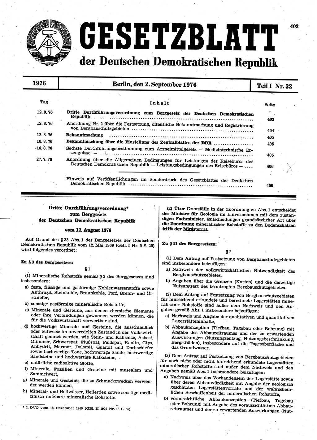 Gesetzblatt (GBl.) der Deutschen Demokratischen Republik (DDR) Teil Ⅰ 1976, Seite 403 (GBl. DDR Ⅰ 1976, S. 403)