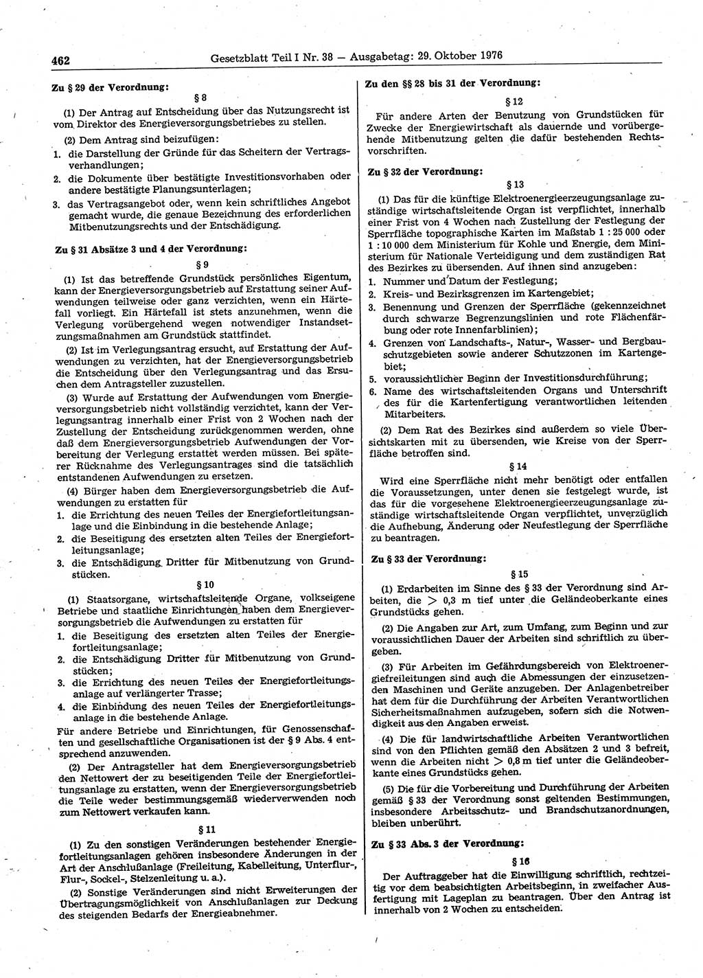 Gesetzblatt (GBl.) der Deutschen Demokratischen Republik (DDR) Teil Ⅰ 1976, Seite 462 (GBl. DDR Ⅰ 1976, S. 462)