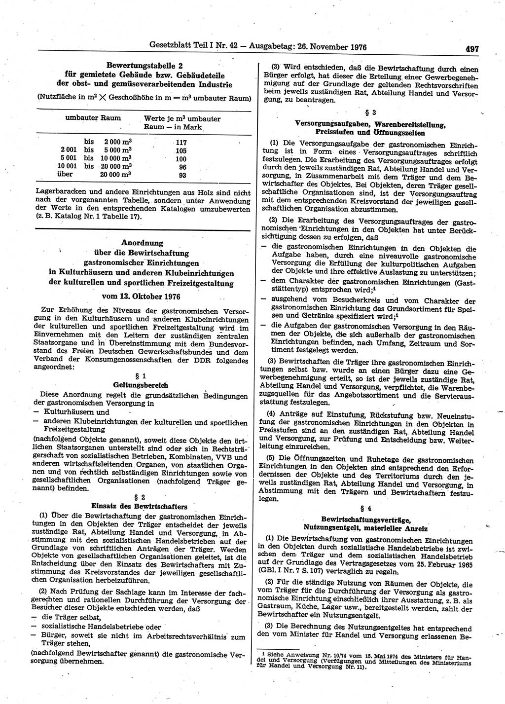 Gesetzblatt (GBl.) der Deutschen Demokratischen Republik (DDR) Teil Ⅰ 1976, Seite 497 (GBl. DDR Ⅰ 1976, S. 497)