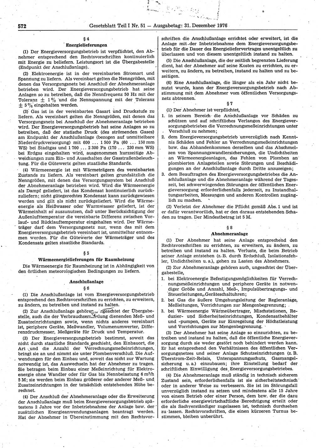 Gesetzblatt (GBl.) der Deutschen Demokratischen Republik (DDR) Teil Ⅰ 1976, Seite 572 (GBl. DDR Ⅰ 1976, S. 572)