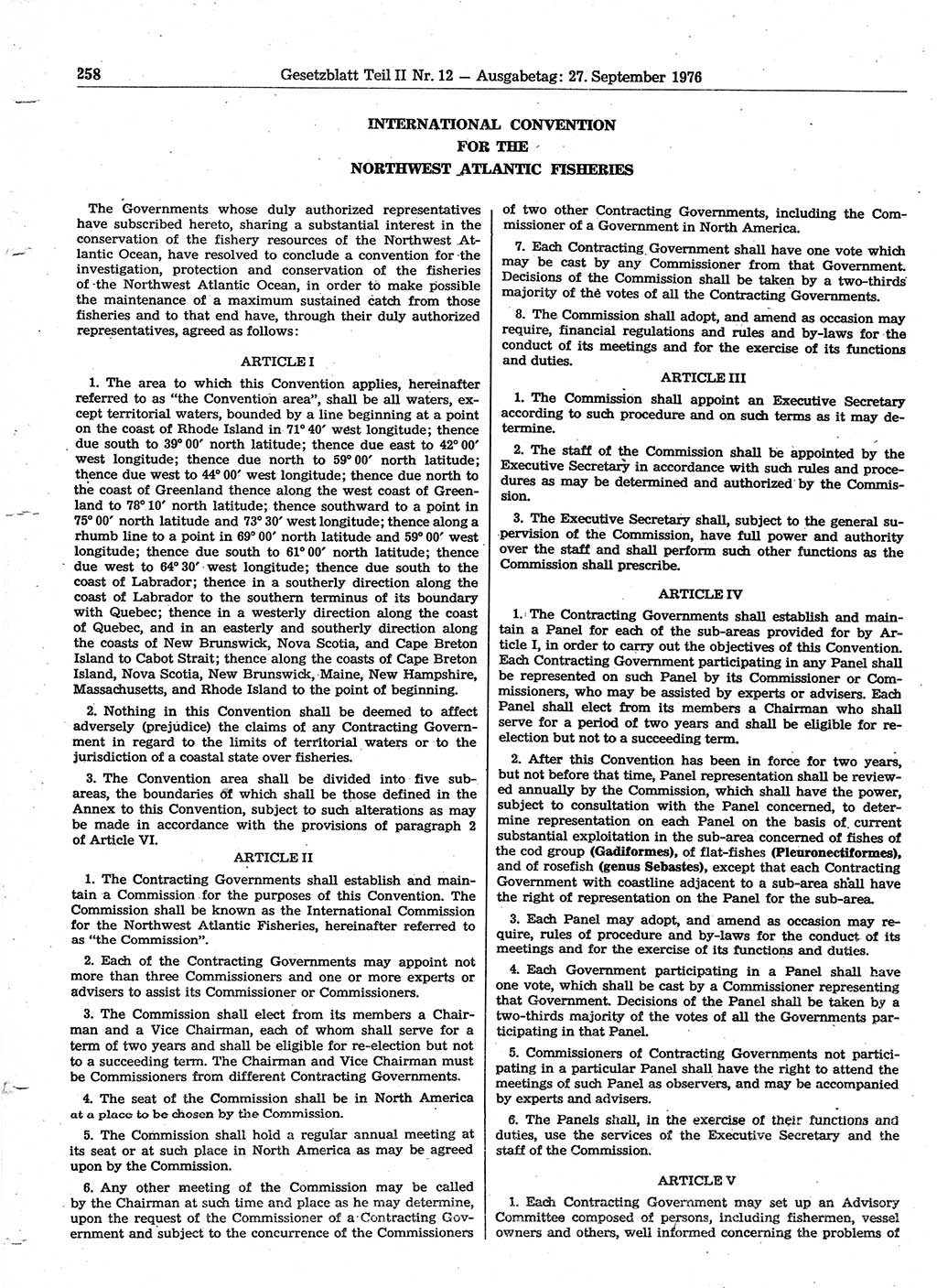 Gesetzblatt (GBl.) der Deutschen Demokratischen Republik (DDR) Teil ⅠⅠ 1976, Seite 258 (GBl. DDR ⅠⅠ 1976, S. 258)