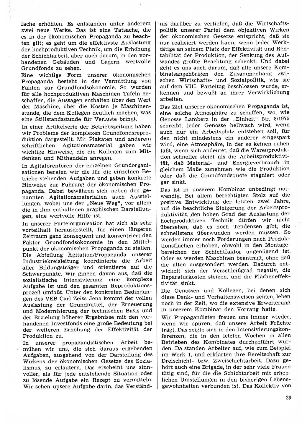 Neuer Weg (NW), Organ des Zentralkomitees (ZK) der SED (Sozialistische Einheitspartei Deutschlands) für Fragen des Parteilebens, 31. Jahrgang [Deutsche Demokratische Republik (DDR)] 1976, Seite 29 (NW ZK SED DDR 1976, S. 29)