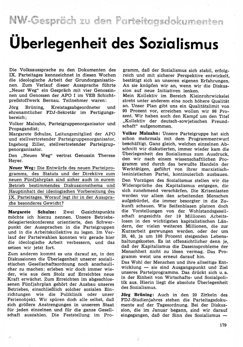 Neuer Weg (NW), Organ des Zentralkomitees (ZK) der SED (Sozialistische Einheitspartei Deutschlands) für Fragen des Parteilebens, 31. Jahrgang [Deutsche Demokratische Republik (DDR)] 1976, Seite 179 (NW ZK SED DDR 1976, S. 179)