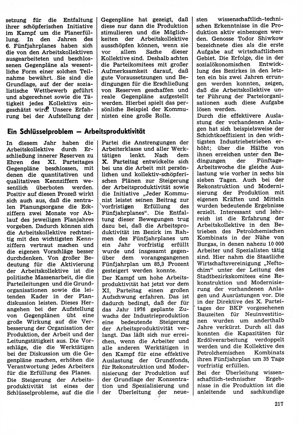 Neuer Weg (NW), Organ des Zentralkomitees (ZK) der SED (Sozialistische Einheitspartei Deutschlands) für Fragen des Parteilebens, 31. Jahrgang [Deutsche Demokratische Republik (DDR)] 1976, Seite 217 (NW ZK SED DDR 1976, S. 217)