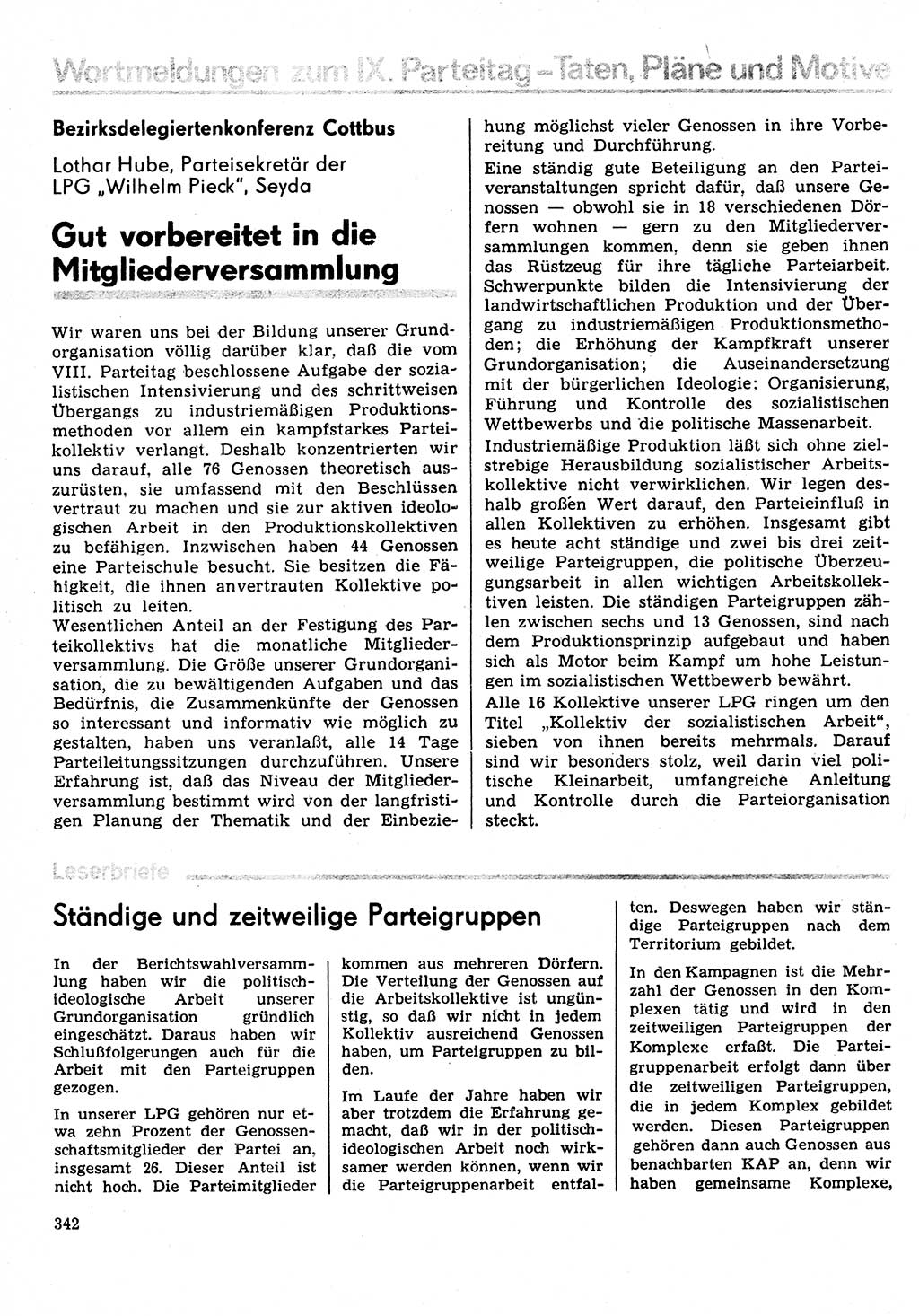 Neuer Weg (NW), Organ des Zentralkomitees (ZK) der SED (Sozialistische Einheitspartei Deutschlands) für Fragen des Parteilebens, 31. Jahrgang [Deutsche Demokratische Republik (DDR)] 1976, Seite 342 (NW ZK SED DDR 1976, S. 342)