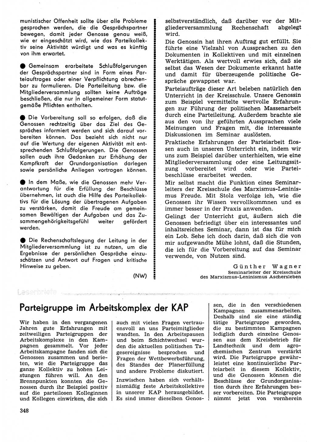 Neuer Weg (NW), Organ des Zentralkomitees (ZK) der SED (Sozialistische Einheitspartei Deutschlands) für Fragen des Parteilebens, 31. Jahrgang [Deutsche Demokratische Republik (DDR)] 1976, Seite 348 (NW ZK SED DDR 1976, S. 348)