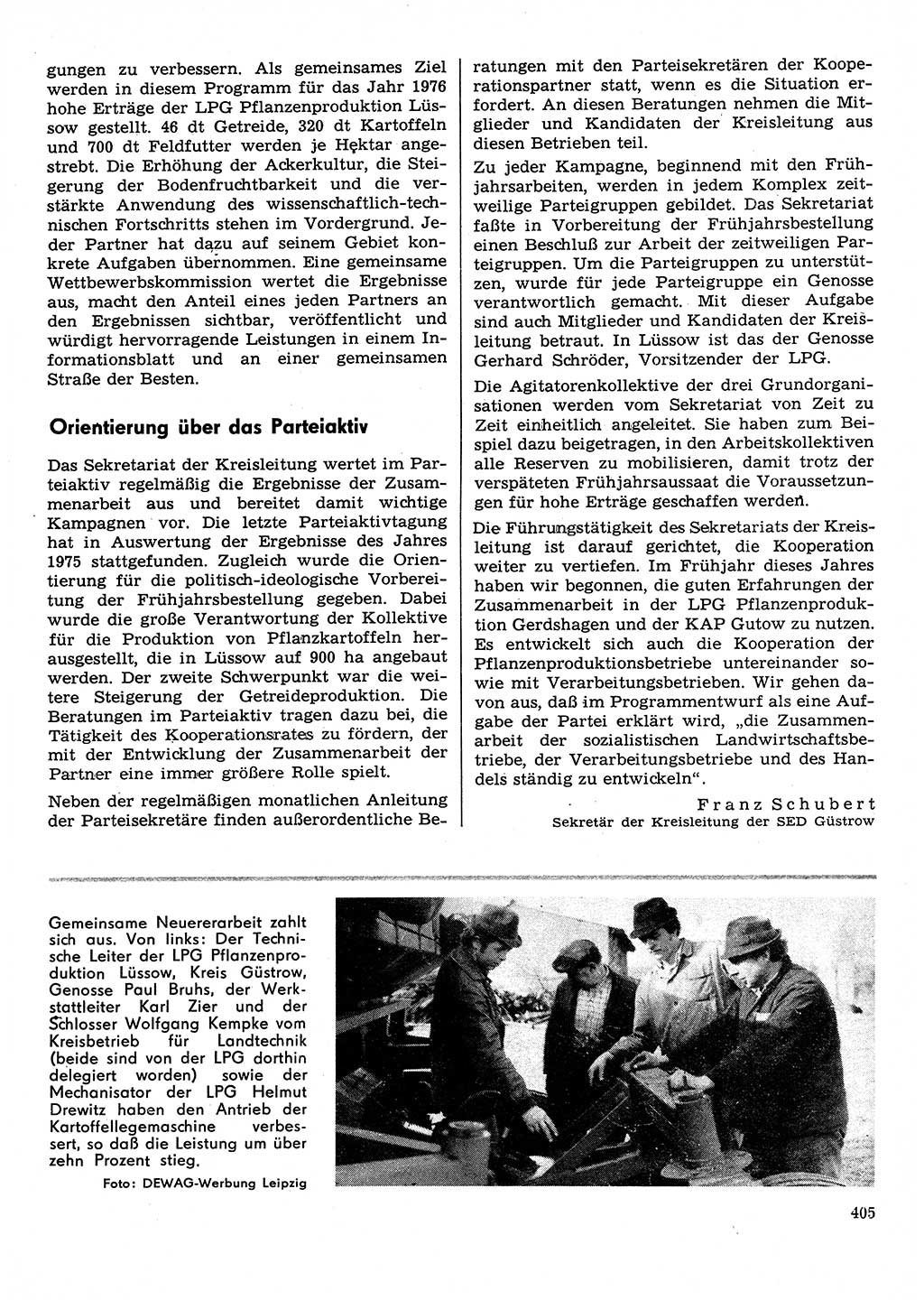 Neuer Weg (NW), Organ des Zentralkomitees (ZK) der SED (Sozialistische Einheitspartei Deutschlands) für Fragen des Parteilebens, 31. Jahrgang [Deutsche Demokratische Republik (DDR)] 1976, Seite 405 (NW ZK SED DDR 1976, S. 405)