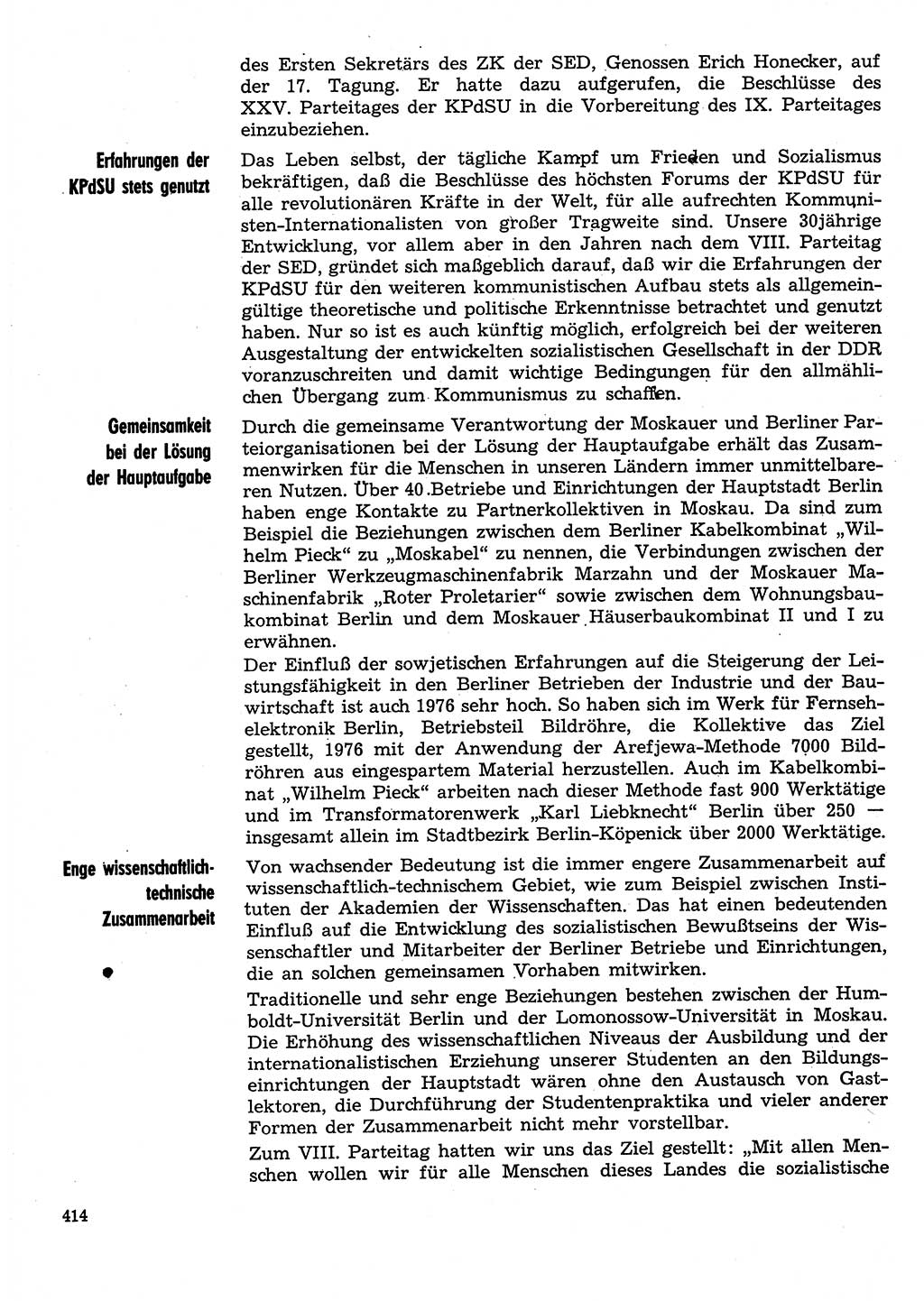 Neuer Weg (NW), Organ des Zentralkomitees (ZK) der SED (Sozialistische Einheitspartei Deutschlands) für Fragen des Parteilebens, 31. Jahrgang [Deutsche Demokratische Republik (DDR)] 1976, Seite 414 (NW ZK SED DDR 1976, S. 414)