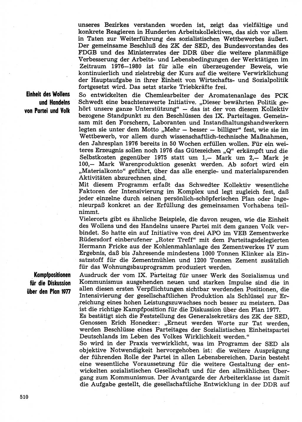 Neuer Weg (NW), Organ des Zentralkomitees (ZK) der SED (Sozialistische Einheitspartei Deutschlands) für Fragen des Parteilebens, 31. Jahrgang [Deutsche Demokratische Republik (DDR)] 1976, Seite 510 (NW ZK SED DDR 1976, S. 510)