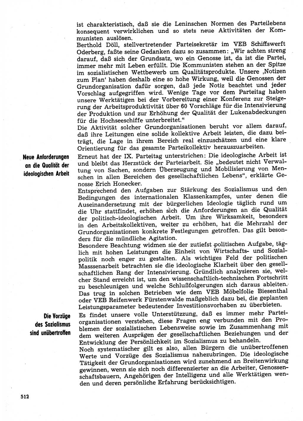 Neuer Weg (NW), Organ des Zentralkomitees (ZK) der SED (Sozialistische Einheitspartei Deutschlands) für Fragen des Parteilebens, 31. Jahrgang [Deutsche Demokratische Republik (DDR)] 1976, Seite 512 (NW ZK SED DDR 1976, S. 512)