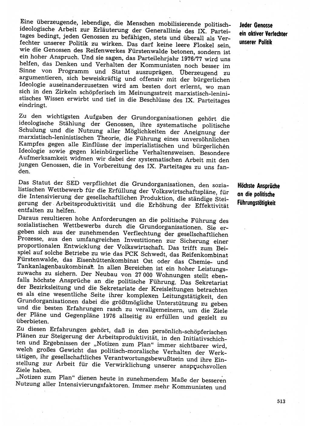 Neuer Weg (NW), Organ des Zentralkomitees (ZK) der SED (Sozialistische Einheitspartei Deutschlands) für Fragen des Parteilebens, 31. Jahrgang [Deutsche Demokratische Republik (DDR)] 1976, Seite 513 (NW ZK SED DDR 1976, S. 513)