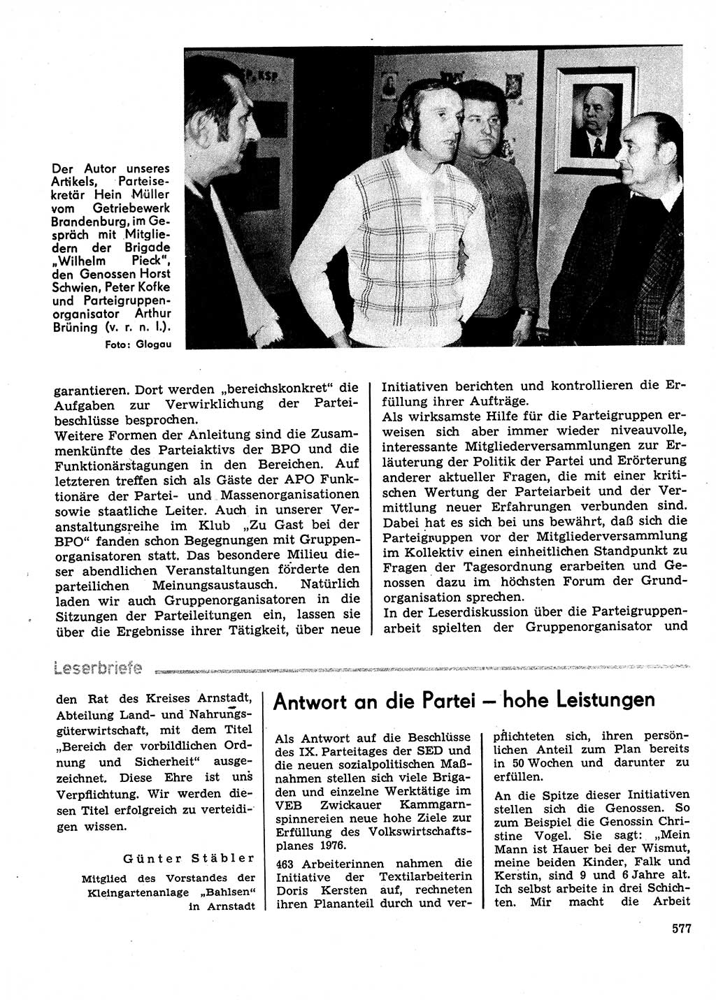 Neuer Weg (NW), Organ des Zentralkomitees (ZK) der SED (Sozialistische Einheitspartei Deutschlands) für Fragen des Parteilebens, 31. Jahrgang [Deutsche Demokratische Republik (DDR)] 1976, Seite 577 (NW ZK SED DDR 1976, S. 577)