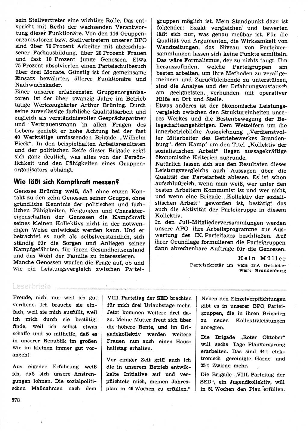 Neuer Weg (NW), Organ des Zentralkomitees (ZK) der SED (Sozialistische Einheitspartei Deutschlands) für Fragen des Parteilebens, 31. Jahrgang [Deutsche Demokratische Republik (DDR)] 1976, Seite 578 (NW ZK SED DDR 1976, S. 578)