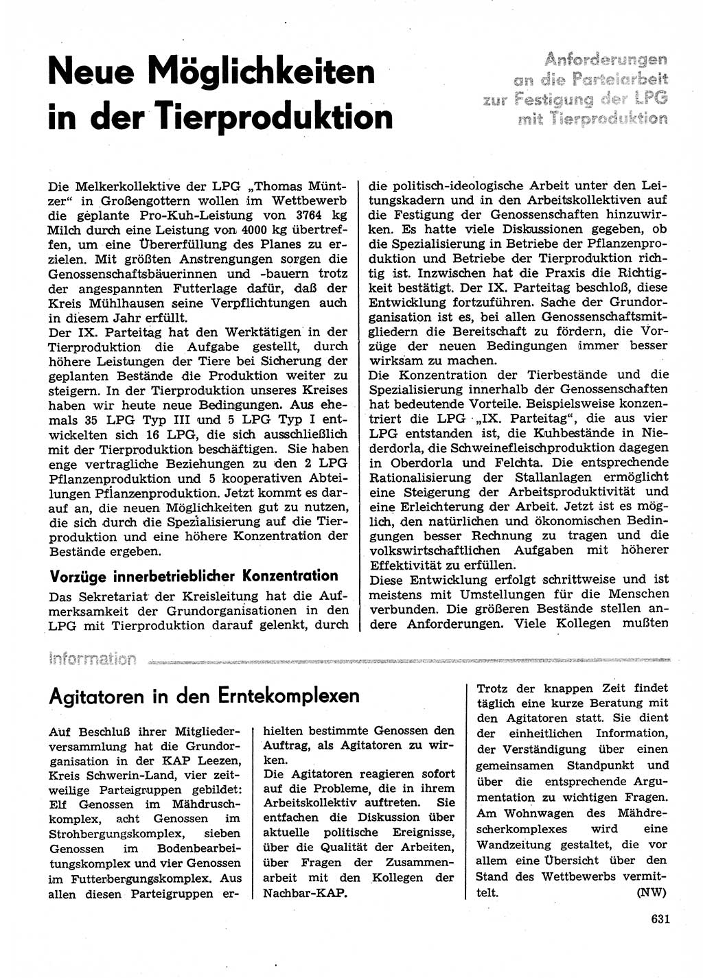 Neuer Weg (NW), Organ des Zentralkomitees (ZK) der SED (Sozialistische Einheitspartei Deutschlands) für Fragen des Parteilebens, 31. Jahrgang [Deutsche Demokratische Republik (DDR)] 1976, Seite 631 (NW ZK SED DDR 1976, S. 631)