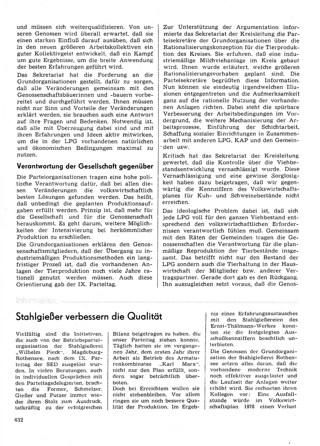 Neuer Weg (NW), Organ des Zentralkomitees (ZK) der SED (Sozialistische Einheitspartei Deutschlands) für Fragen des Parteilebens, 31. Jahrgang [Deutsche Demokratische Republik (DDR)] 1976, Seite 632 (NW ZK SED DDR 1976, S. 632)