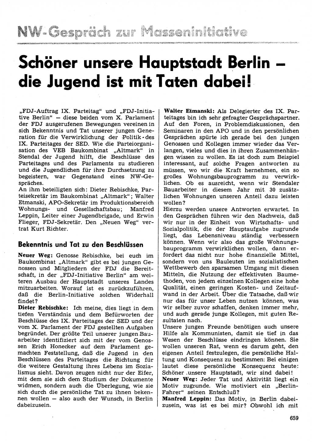 Neuer Weg (NW), Organ des Zentralkomitees (ZK) der SED (Sozialistische Einheitspartei Deutschlands) für Fragen des Parteilebens, 31. Jahrgang [Deutsche Demokratische Republik (DDR)] 1976, Seite 659 (NW ZK SED DDR 1976, S. 659)