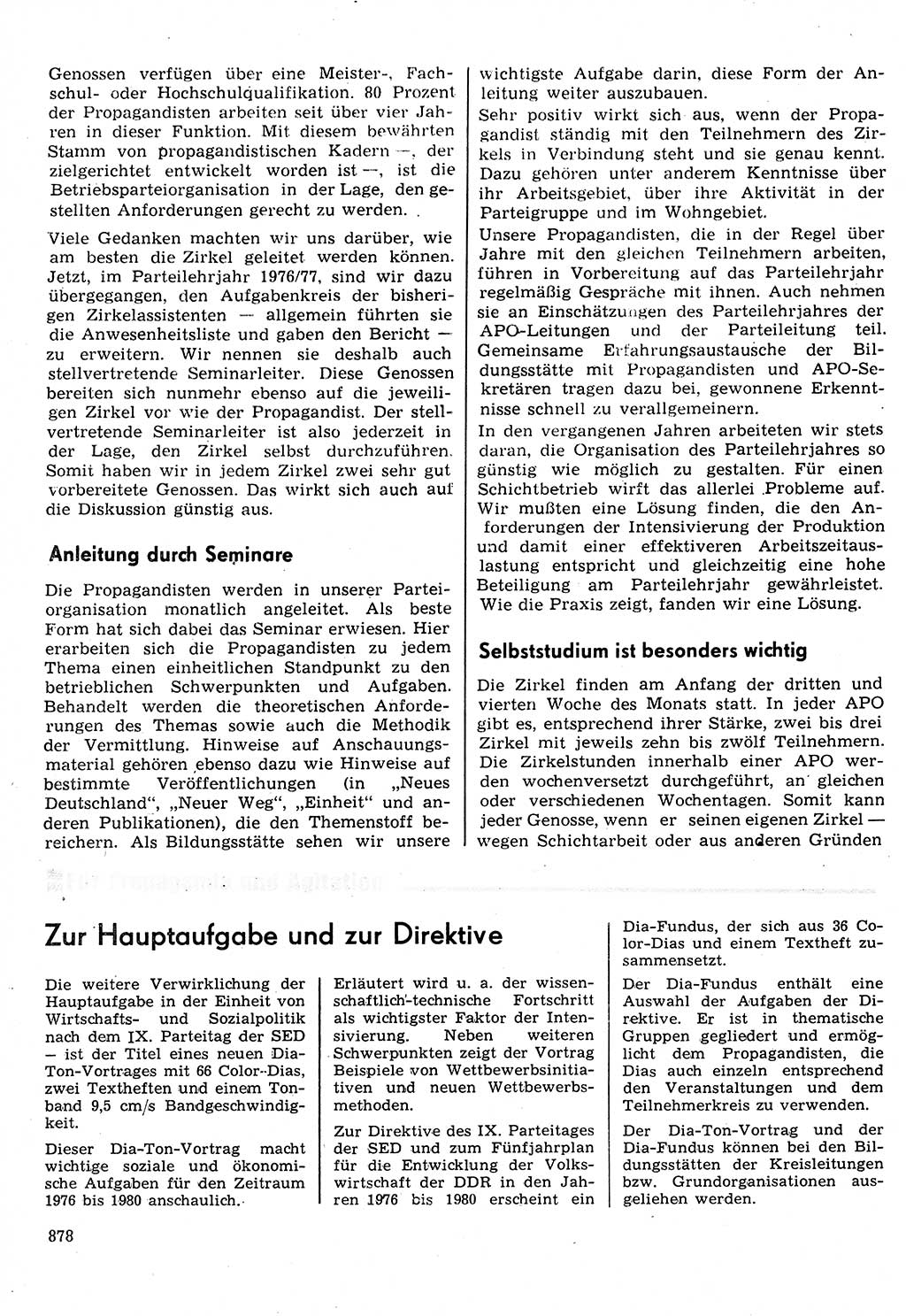 Neuer Weg (NW), Organ des Zentralkomitees (ZK) der SED (Sozialistische Einheitspartei Deutschlands) für Fragen des Parteilebens, 31. Jahrgang [Deutsche Demokratische Republik (DDR)] 1976, Seite 878 (NW ZK SED DDR 1976, S. 878)